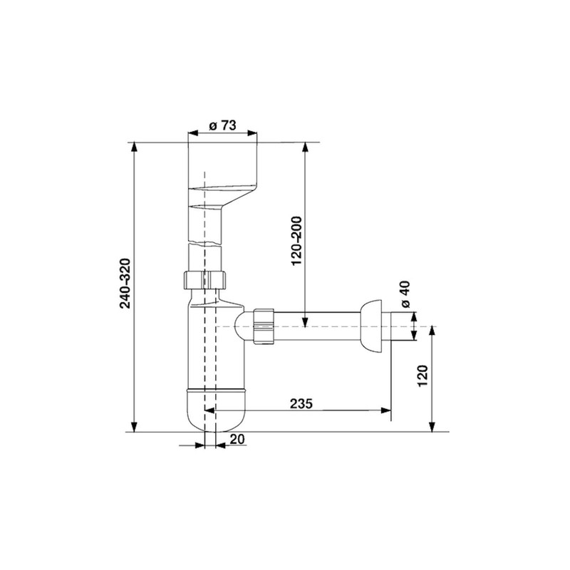 profizeug24® Urinal Flaschen Ablauf Urinal Siphon Absaug Sifon DN 50