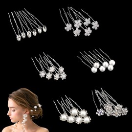 36Pcs Pearl Hair Pins Set for Women 6 Styles Wedding Hair Accessories Bridal Hair Clips with Pearls for Bride Bridesmaids Girls Special Occasions
