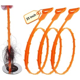 Forlivese 3 Pack 25 Inch Drain Snake,Drain Clog Remover,Sink Snake for 3 pack