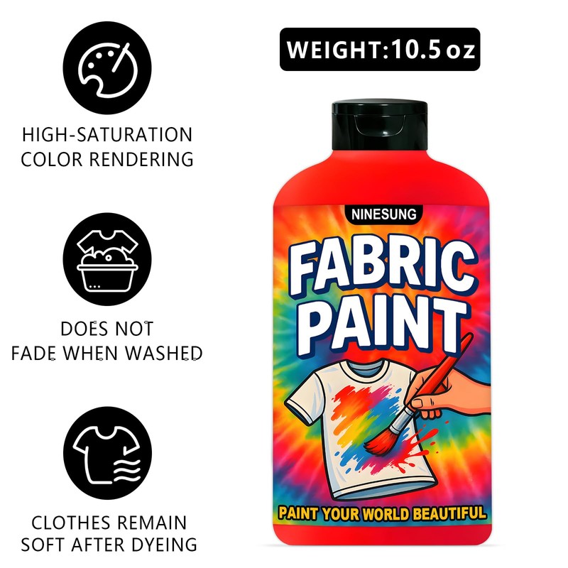 ninesung Sky Blue Fabric Paint for Clothes, Non-Toxic Acrylic Textile