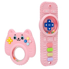 Beißring Set 2er Baby Silikon - Gamecontroller und Fernbedienung Beißspielzeug BPA-frei ab 3 Monate Zahnungshilfe mit Rassel für Kleinkinder