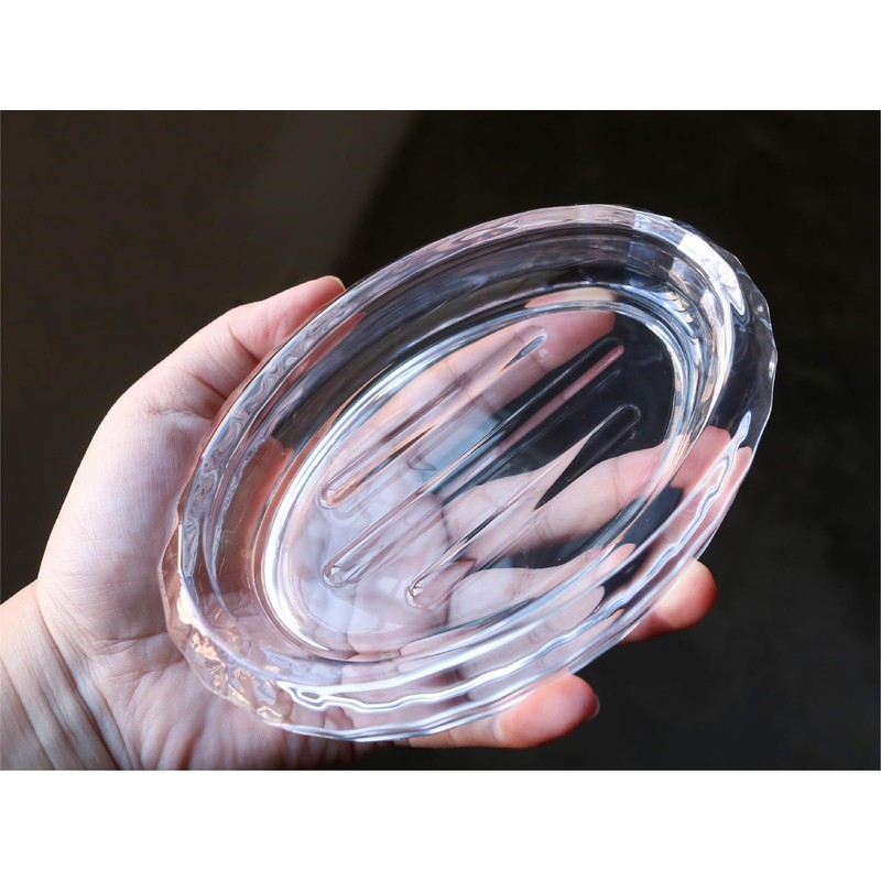 Glass Soap Dish for Bathroom Countertop, Shower, Kitchen Sink, Oval