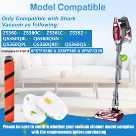 Brush Roller Filter Replacement Compatible with Shark Rocket APEX DuoClean Vacuum ZS360, ZS360C, ZS361C, ZS362, QS360Q Compare to Part XPSTFH380, 238FP360, XPMFK320