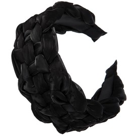 NARUNING Printed Fashion Wide Brim Chiffon Headband, Women's High Elastic Braid Hairbands, Organza Cross Braided Headbands, Hair Accessories for Girls and Women 1-Pack (Printed Black, One Size)