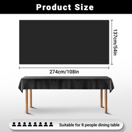 Segus Tablecloth, Black, Pack of 2, 137 x 274 cm, Disposable Plastic Tablecloth, Modern Tablecloth for Garden, Children's Birthday, Christmas, Outdoor, Weatherproof