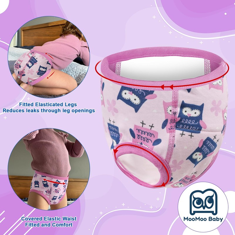 MooMoo Baby Cotton Potty Training Underwear 4 Packs Absorbent Training
