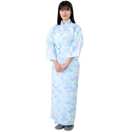 Ai Indigo Women's Gauze Yukata, Color, Made in Japan, 100% Cotton, Double Layered Gauze with Obi, Ryokan Yukata, blue