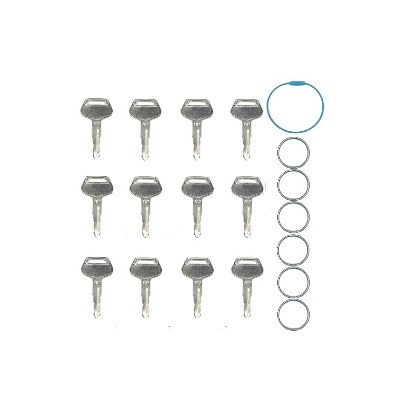 12PCS 787 Ignition Keys，Replaces OEM Part TR261434 Compatible with Komatsu