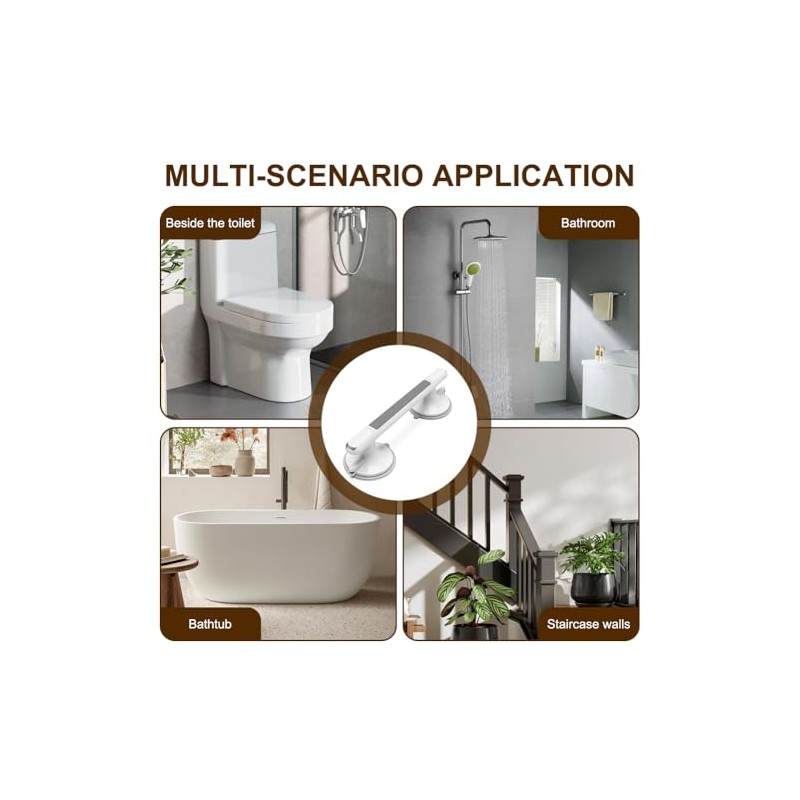 Suction Cup Grab Bar for Shower, Shower Handle, No Drilling