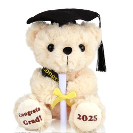 Graduation Gifts Teddy Bear Graduation Stuffed Animal Class of 2025 - Kindergarten High School Graduation Gift for Her Him Girls Boys - 8 Inch Soft Congrats Grad Bear Toy with Cap & Certificate