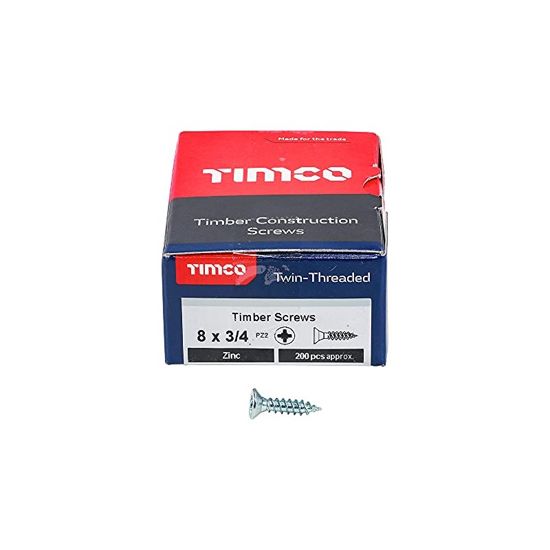 TIMCO Twin-Threaded Woodscrews - PZ - Double Countersunk - 8