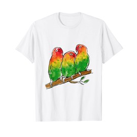 Cute Lovebirds On A Branch, African Parrot T-Shirt