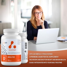 ATP LAB - Omega Pure 120 Softgels - Omega 3 Fish Oil Triglyceride Form - Omega 3 Fatty Acids - Omega 3 EPA DHA - Brain Health and Cognitive Health