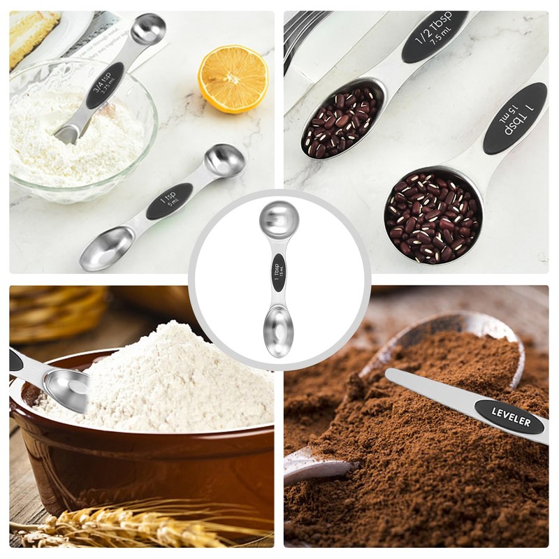 8-Piece Magnetic Double-Sided Measuring Spoon Set, with Scale and Spirit