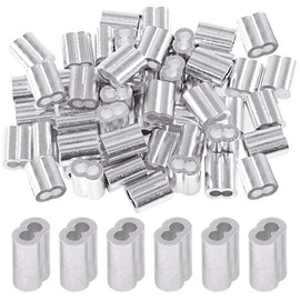 Glarks 150Pcs 1/8''(3mm) Aluminum Crimping Loop Sleeve Wire Rope Sleeves Double Barrel Ferrule for Wire Rope and Cable Line End (1/8''-150Pcs)