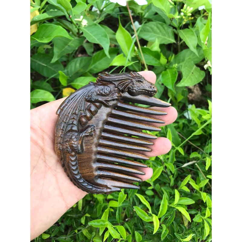 Handicraftviet Hand-Carved Wooden Hair Comb, Wooden Viking Comb for Men's