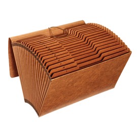 Office Depot® Brand Faux Leather Expanding File, A-Z, 21 Pockets, Legal Size, Brown