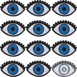 GORGECRAFT 15Pcs Blue Eye Iron on Patch Embroidered Patches Applique Sew on Eyes Eyeball Embroidery Goth Punk Retro Appliqued Cloth Badge for Clothing Accessories Jeans Hats Bags Jackets Decor