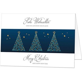 High-quality Christmas cards (50 folding cards) Christmas trees with envelope, perfect for stylish greetings to business partners and friends