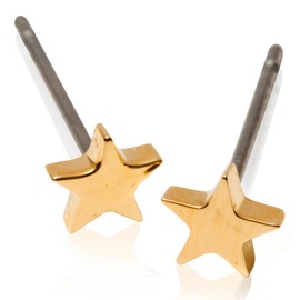 Tini Lux | Hypoallergenic Earrings | Titanium Castor Star Studs | Gold Tiny Star | Titanium Stud Earrings for Women | Gold Earrings Studs, Sensitive Ears, Trendy Womens Earring Set