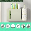 Picowe Wall Mount Kitchen Wrap Organizer Rack, Metal Aluminum Foil
