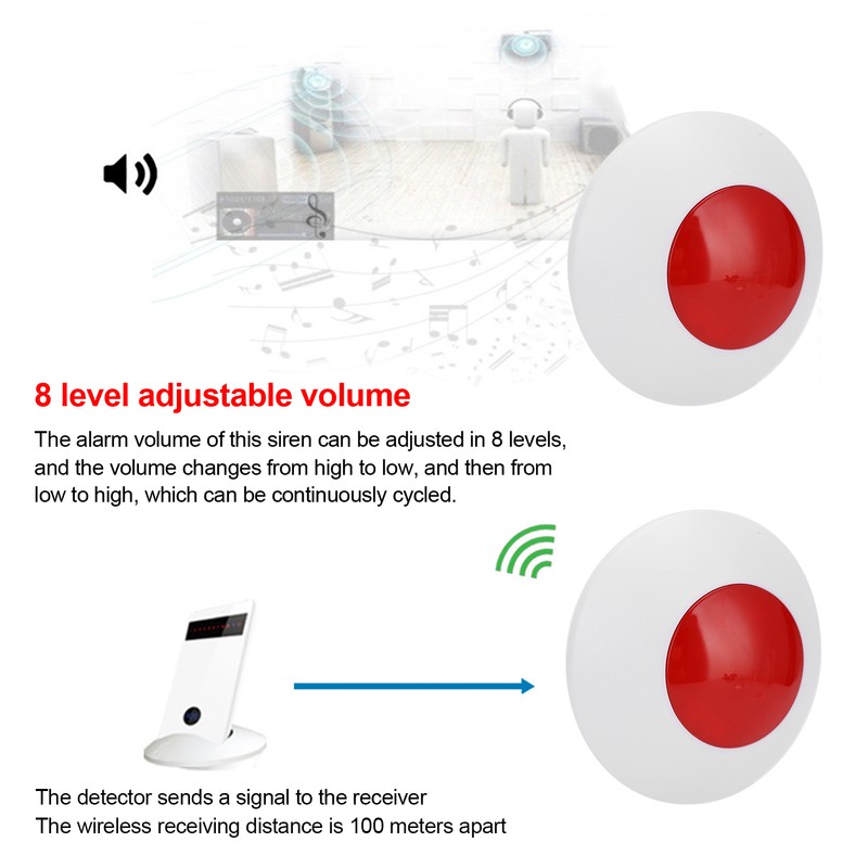 Wireless Sound Light Siren 110DB Burglary Prevention High Pitch Alarm