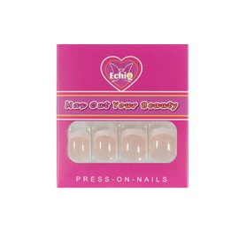 EchiQ Square Short Nude Pink faux ongles Thickened White Rounded Line Stroke French acrylic false nails Manicure Nails for every occasion Daily fake nails