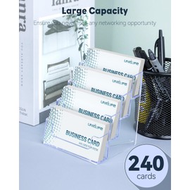 Uniclife Uniclife 2 Pack Acrylic Business Card Holder for Desk 4 Slots Clear Business Card Display Stand for Men & Women Desktop Business Card Organizer Card Stand for Office Home Exhibition, 240 Card Capacity