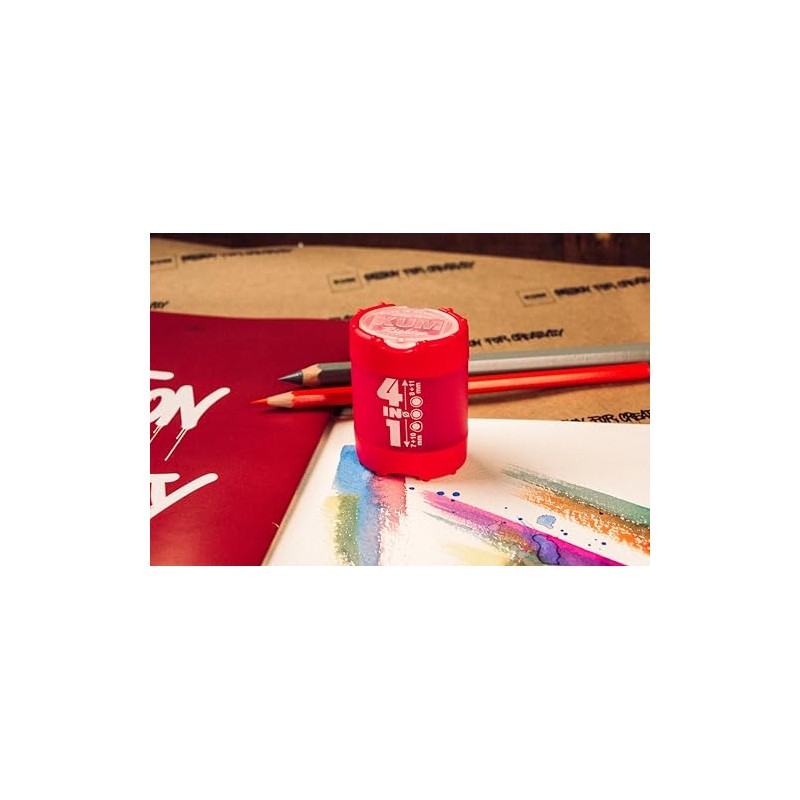 KUM AZ102.83.16-R 4-in-1 Pencil Sharpener with Container, Red, Multi-Pack, Container