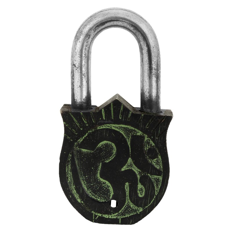 Decorative Padlock Ganesh Engraved Solid Brass with Natural Patina in