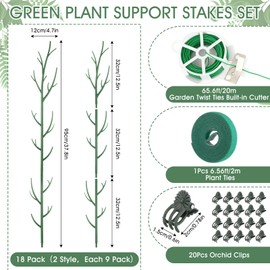 Honeydak 18 Pack Plant Support Stakes for Indoor Plants Monstera Support Stakes Stackable Monstera Climbing Support Sticks with Orchid Clips Twist Ties for Potted Tomato Pothos Philodendron