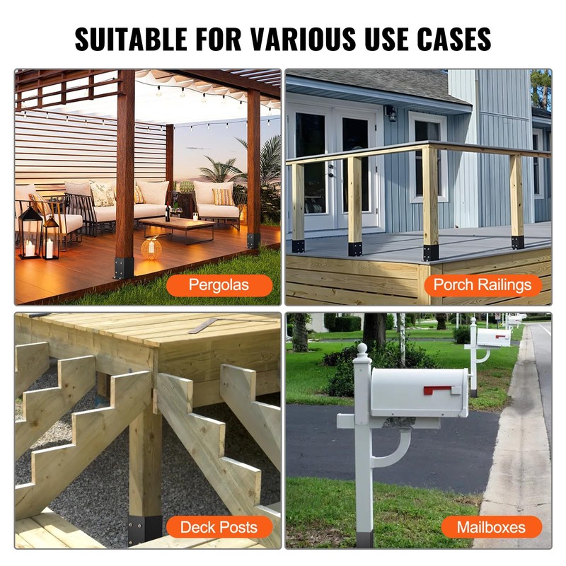 Happybuy 4x4 Post Base, 2 Pcs, Inner Size 3.6"x3.6", Heavy