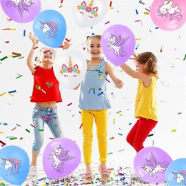 40Pcs/Pack Unicorn Latex Balloons Birthday Party Decorations Purple Pink Blue Balloons Supplies for Girls Birthday Party Unicorn Theme Decor