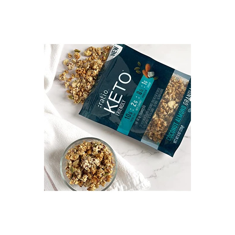 :ratio Keto Friendly Coconut Almond Granola, 8 oz (Pack of