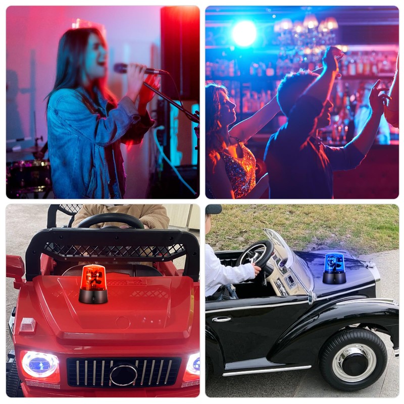 QCDENG 2PCS Red 360 Degree Rotating Strobe Light, Flashing Police
