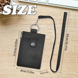 AdiStylinno Minimalist RFID Blocking Small Wallet, Waterproof Zipper ID Case Wallet with ID Window and Lanyard for Men Women(Black)