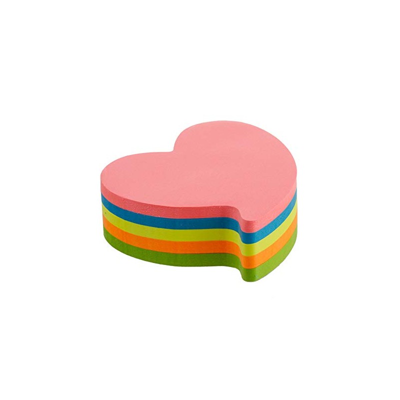 Kores Fantasy Sticky Notes Heart Shaped, 5 Neon Colours, 70