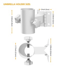 Stainless Steel Umbrella Deck Mount, Heavy Duty Patio Umbrella Holder, (Fits Umbrellas up to 2"), Patio Umbrella Base, Can be Mounted on a Flat Surface or at Right Angles to Save Space(2 Set, white)