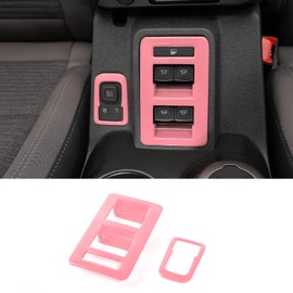 RAZPOY for Bronco Window Lift Switch Control Trim, 2PCS Center Console Rearview Mirror Adjustment Panel Cover Compatible with 2021-2025 Ford Bronco Interior Accessories, Pink