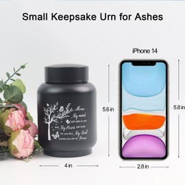6 Inch Cremation Urn - Stainless Steel Keepseek Urn for Human or Pet Ashes, Small Urn Engraved with Family Tree My Mind Still Talks to You-Mom