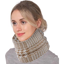 KEERADS Neck Warmer Men's Fleece Neck Cuff Women's Scarf Winter Double Layer Thick Knitted Circle Loop Scarf Warm Windproof Mouth Nose Scarf, gold