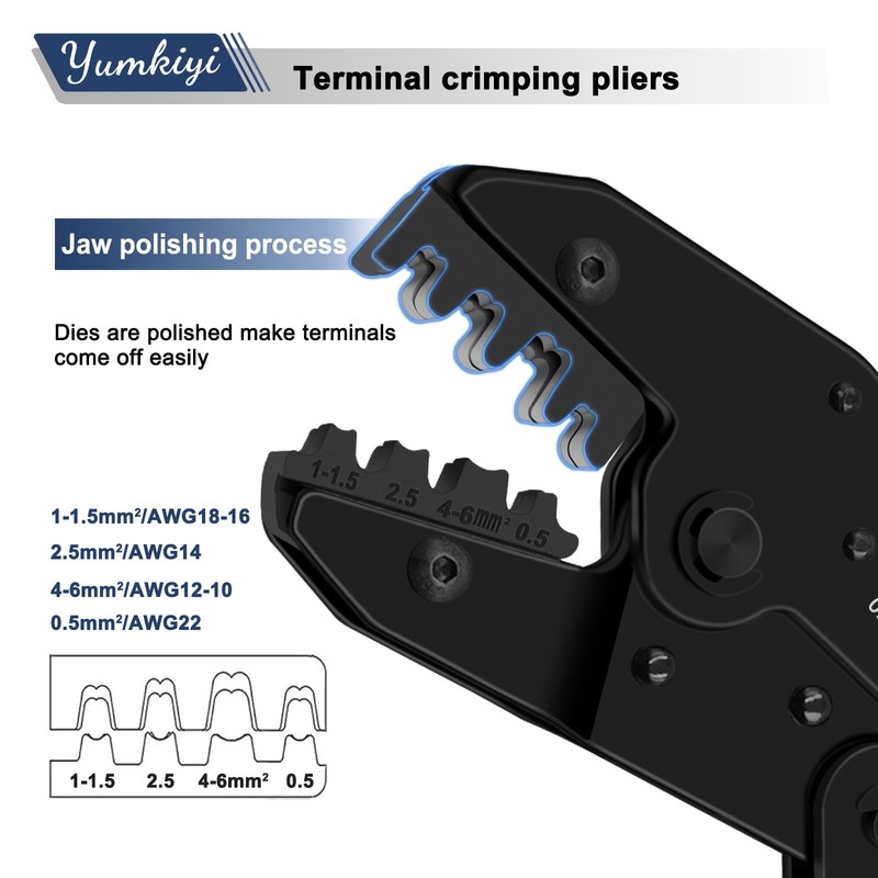 Yumkiyi Crimping Tool for Non-Insulated Open Barrel Terminals, AWG22-10 -
