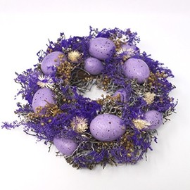 Shophaus24 Purple Wreath with Eggs, Easter Wreath Diameter 23 cm 1 Piece