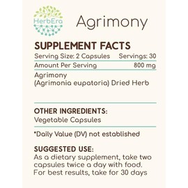Agrimony 60 Capsules, 400 mg, Agrimony (Agrimonia Eupatoria) Dried Herb (60 Capsules)