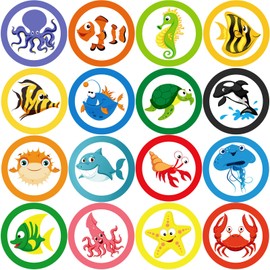 Woanger 240 Pieces Toilet Targets for Boys, Ocean Animals Potty Training Flushable Targets Sea Creatures Potty Training Stickers 2 Inch Pee Stickers Color Changing Pee Signs for Toddler Boys Training