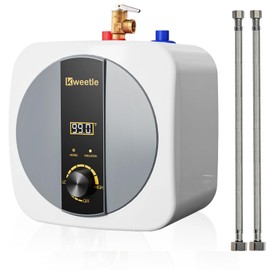 2.5 Gallons Under Sink Hot Water Heater, 110V 1500W Mini Tank Instant Water Heater With Digital Display Pressure Release Vavle Under For Bathroom Kitchen Hair Salon RV(White)