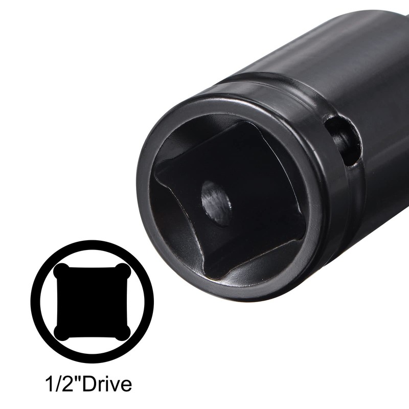 sourcing map 1/2" Drive by 13mm Deep Impact Socket, Heat-Treated