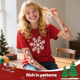Awinmay Christmas Temporary Tattoos for Kids - 20 Sheets Unique Non Repetitive Designs Christmas Stocking Stuffers for Boys and Girls,Xmas Decorations Supplies Christmas Party Favor for Kids 120+