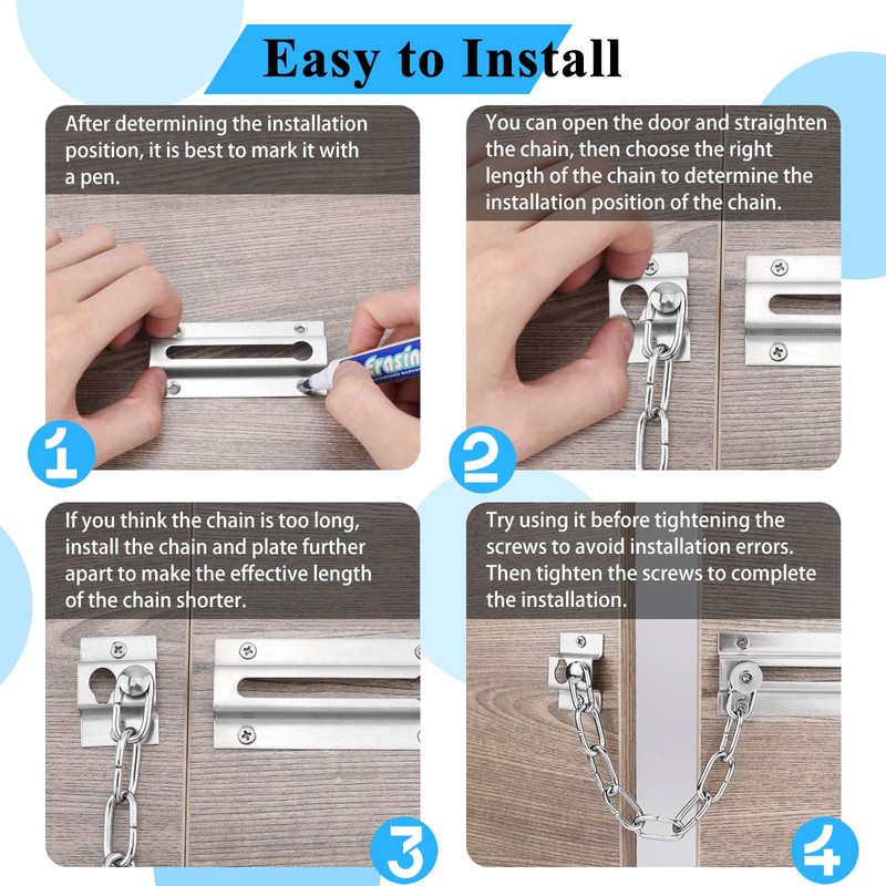 INBOF 2 Pack Door Chain Lock, Premium Chain Door Lock,