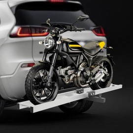 YIYIBYUS Motorcycle Hitch Carrier,Steel and Aluminum Alloy Motorcycle Carrier,Aluminum Hitch Carrier for Dirt Bikes, Motorcycle Bracket (Black and Silver,500 lbs)